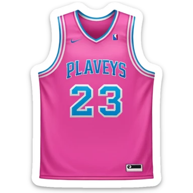 pink basketball jersey with the text PLAVLEYS 23 and a pattern sticker