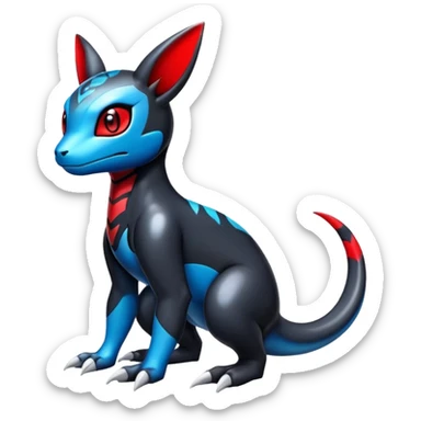 Cute Shiny Guilmon-Salandit-Umbreon-Fakémon-hybrid-creature (full body)  sticker