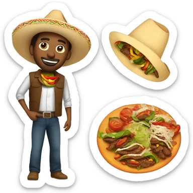 Men with fajitas mexican sticker
