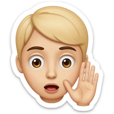 person icon emoji with wide eyes, biting lip, one hand on cheek, showing 'Yikes' reaction sticker