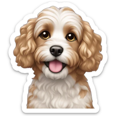 cavapoo with purple fur and green polka dots sticker