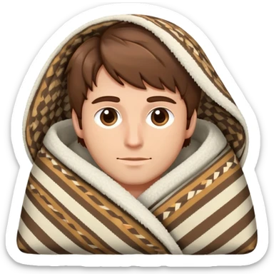 Brown haired Man wrapped in a blanket sticker