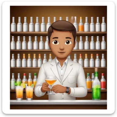 bartender mixing drinks, club backgroudn with bottles sticker