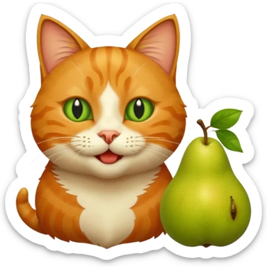 katze mit birne zwischen den zähnen  sticker