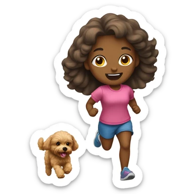 A girl run with maltipoo sticker