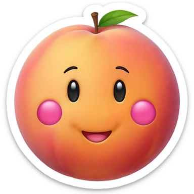 cute round peach with a smiley face sticker