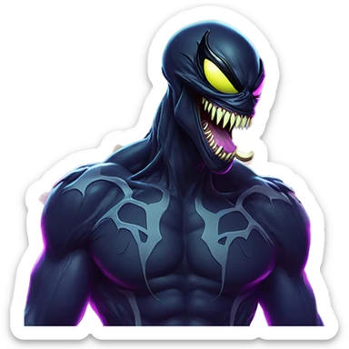 Venom in a neon city sticker