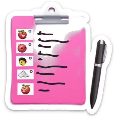 Initials SS on a bright pink clipboard check list sticker