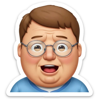 cartoon peter griffin with glasses as a laughing crying emoji sticker