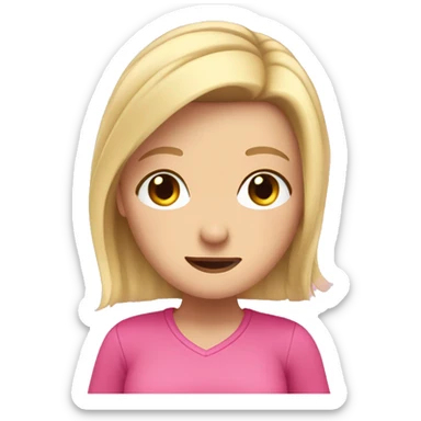 white girl with blonde hair and brown eyes wearing pink clothes doing a dab sticker