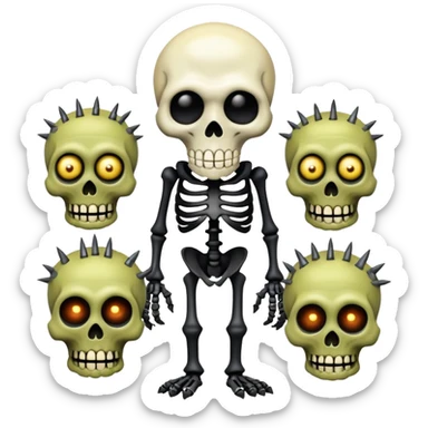 evil undead skeleton overlord with zombie minions sticker