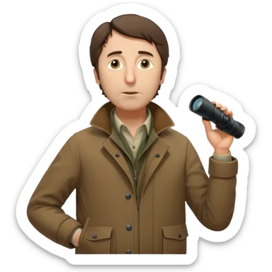 henry David thoreau full body looking up  birdwatching with binoculars sticker