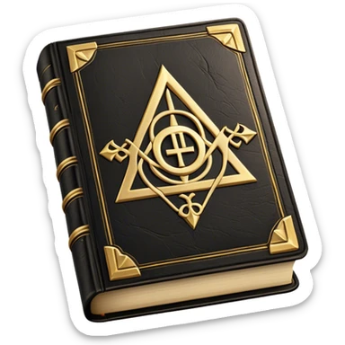 A black and gold book with an aged leather texture, embossed with an alchemical symbol, a compass, or a forging hammer, exuding wisdom, mastery, and the relentless pursuit of greatness. - book on mastery  sticker