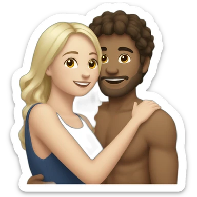 young metis Man and white woman hug love at the beach sticker