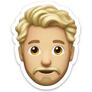 man with beard and moustache, short blonde wavy hair sticker