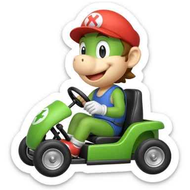 emoji of yoshi in mario kart sticker