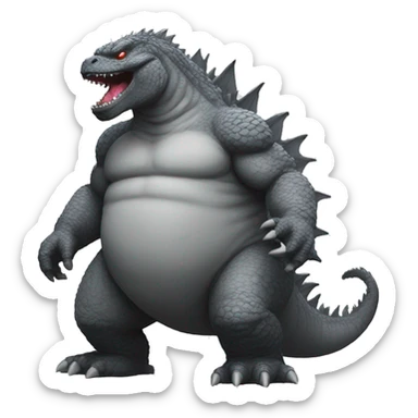 Godzilla obesity grey sticker