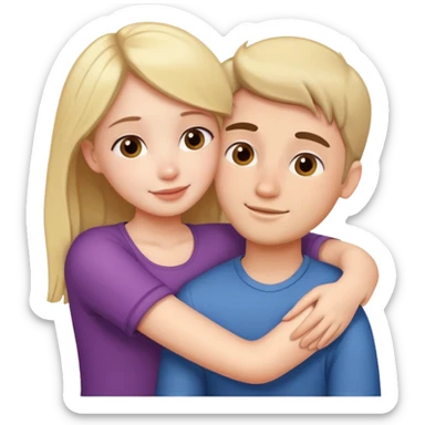 girl giving guy a cute hug sticker