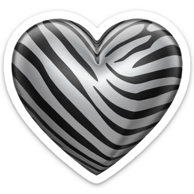 Gray satin heart like zebra style sticker
