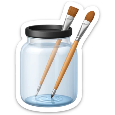 Water jar for brushes sticker