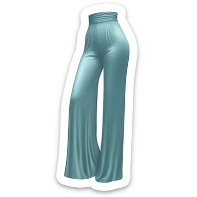 Hyper Realistic isolated side view of a pair of velvet light robins egg blue high waist long wide leg pants. sticker