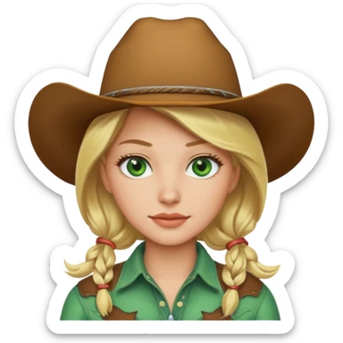 cowgirl with blonde hair and green eyes sticker