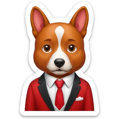 red dog with white tie,red shirt sticker