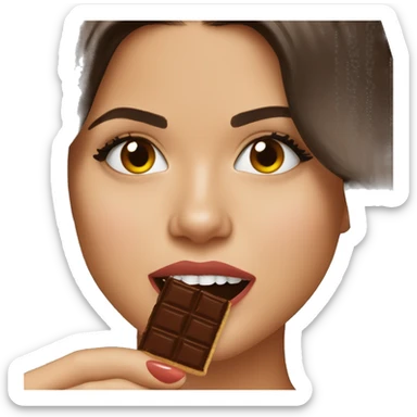 Selena Gomez eating chocolate sticker