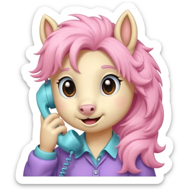 Pony talking on the phone sticker