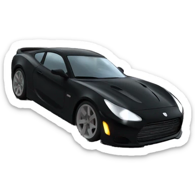 Far POV of a black sports car speeding through the city, with a white roadman in a black ski mask visible inside through the side windows. The entire car is shown in motion, with city lights blurred in the background sticker