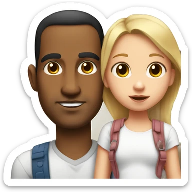 dominican man with a huge forehead and a fat nose holding his 7 year old white daughter. sticker