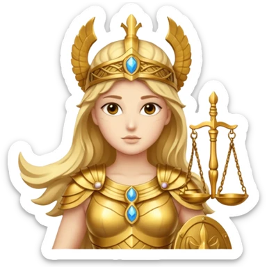 athena goddess, with scales of justice sticker