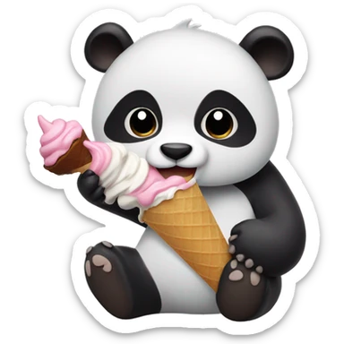Panda eating ice cream sticker