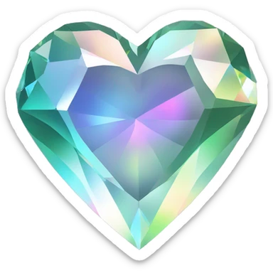 Heart shaped 56-carat iridescent diamond sticker