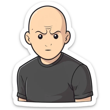 bald man in blackshirt sticker
