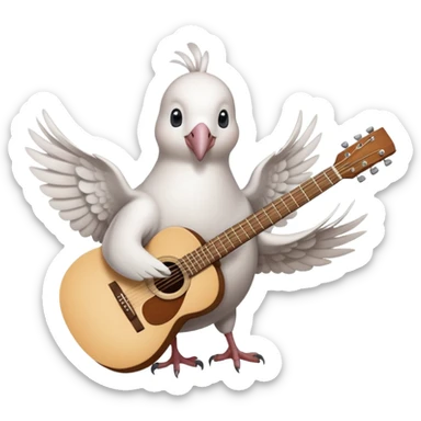 Dove playing guitar sticker
