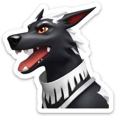 Black Cool Edgy Sergal-Houndoom-Fakémon  with White and Red Edgy markings sticker