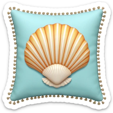 Seashell patterned pillow with tassels sticker