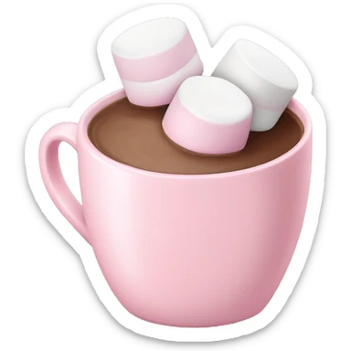 Light Pink mug of hot chocolate with marshmallows  sticker