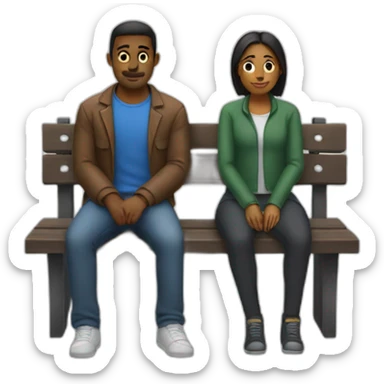 two people sitting on a bench sticker