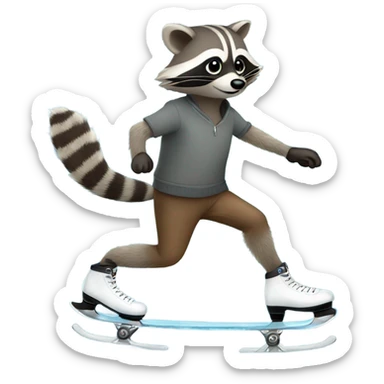raccoon ice skating  sticker