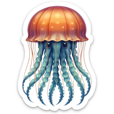 a beautiful jellyfish with a medieval design, tapestry style, woven texture, muted colors, historic medieval illustration sticker