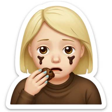 Depressed nerd eating poo sticker