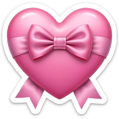 A pink heart with a bow in it sticker
