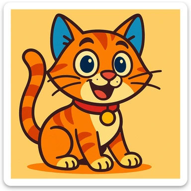 stylized cat vibrant toon style sticker