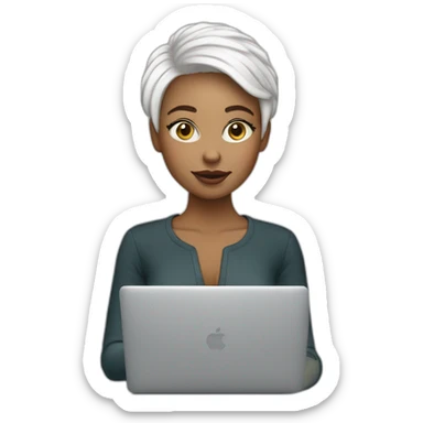 it-girl-white-short-hair-with-macbook sticker