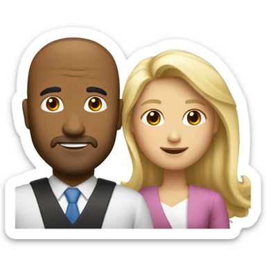 Un grand homme cheveux brun et une petite femme blonde se marient sticker