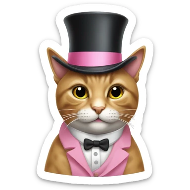cat wearing pink top hat with monocle sticker
