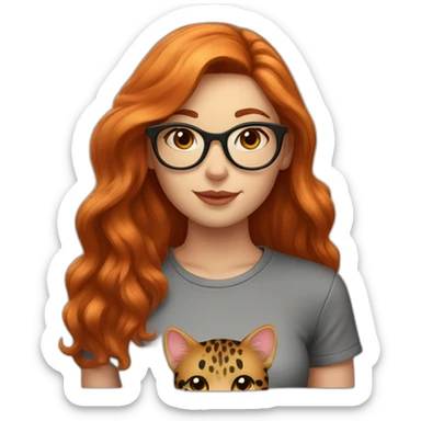 red haired girl with glasses black cat and leopard shirt sticker