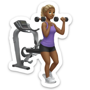 White teenage girl working out in the gym sticker